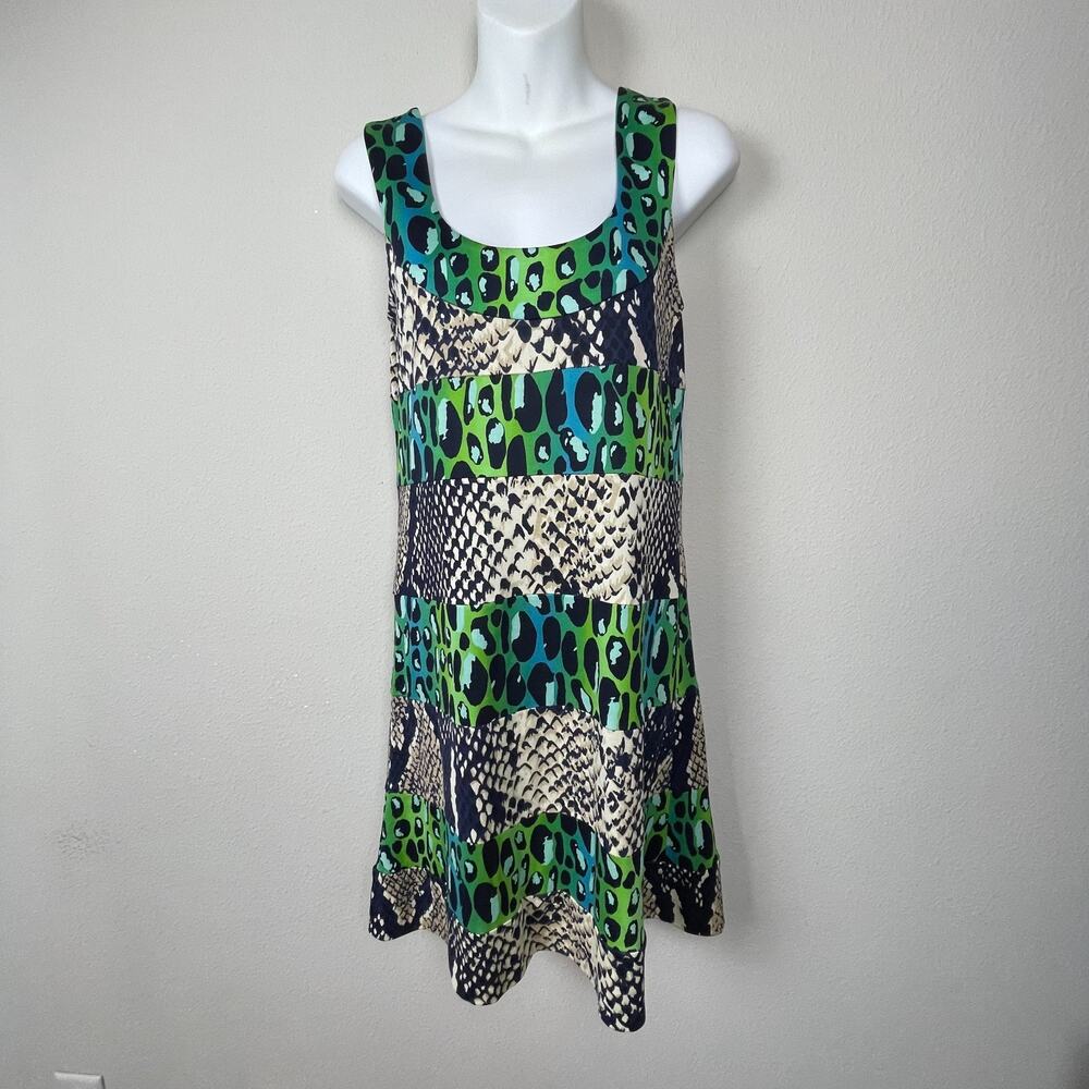 Diane von Furstenberg Silk Sheath Dress‎ 4 Animal Mixed Print Cutout Chic